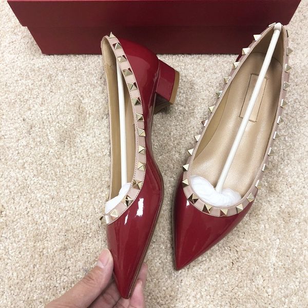 designer fashion stilettos red patent leather studded spikes point toe women shoes many color new style sale, Black
designer fashion stilettos red patent leather studded spikes point toe women shoes many color new style sale, Black