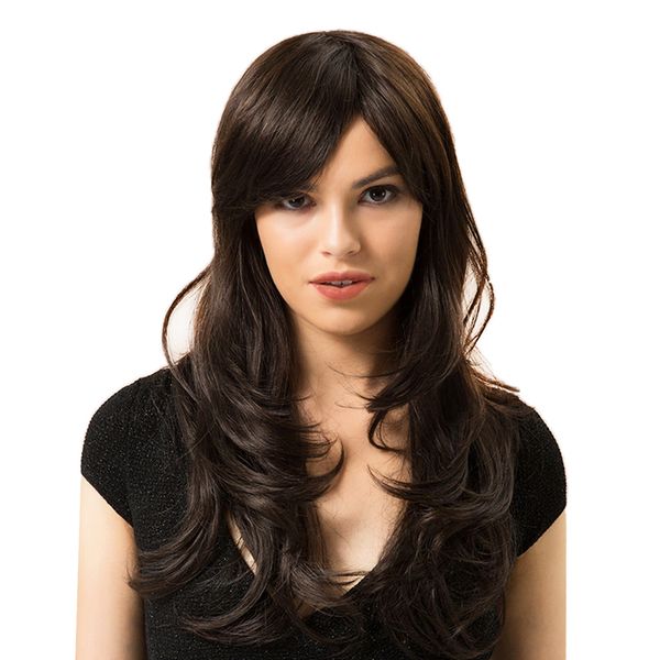 24'' human real hair wigs for women, long wavy curly side parting wig with fluffy bangs, natural looking, Black
24'' human real hair wigs for women, long wavy curly side parting wig with fluffy bangs, natural looking, Black