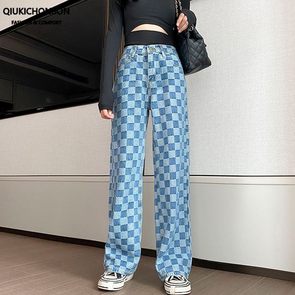 vintage jeans woman plus size fashion streetwear checkerboard plaid denim pants trousers ladies long loose straight leg jeans, Blue
vintage jeans woman plus size fashion streetwear checkerboard plaid denim pants trousers ladies long loose straight leg jeans, Blue