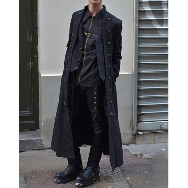 medieval apparel pure-color long-sleeved three-row button men's jacket retro cross-strap received mens trench coat jacket, Tan;black
medieval apparel pure-color long-sleeved three-row button men's jacket retro cross-strap received mens trench coat jacket, Tan;black