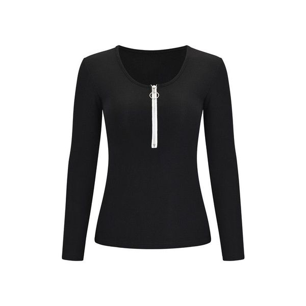 2020 women's t shirt autumn and winter fashion long-sleeved slim t-shirt solid color v-neck zipper tights t-shirt top, White
2020 women's t shirt autumn and winter fashion long-sleeved slim t-shirt solid color v-neck zipper tights t-shirt top, White