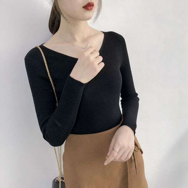 2019 autumn new women's v-neck stretch knit pullover slim long-sleeved black sweater gilet femme manche longue kleding vrouwen, White;black
2019 autumn new women's v-neck stretch knit pullover slim long-sleeved black sweater gilet femme manche longue kleding vrouwen, White;black