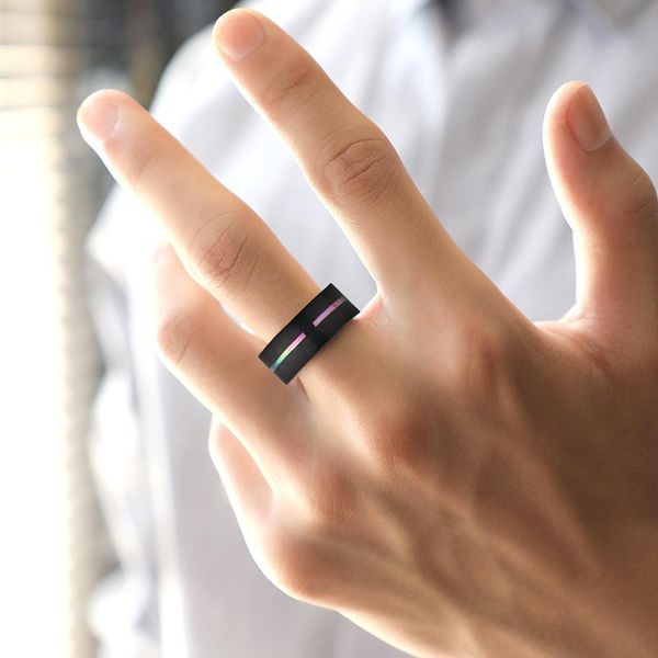 rainbow line color ring tungsten carbide steel men woman black wedding engagement band ring size 6-13, Golden;silver
rainbow line color ring tungsten carbide steel men woman black wedding engagement band ring size 6-13, Golden;silver
