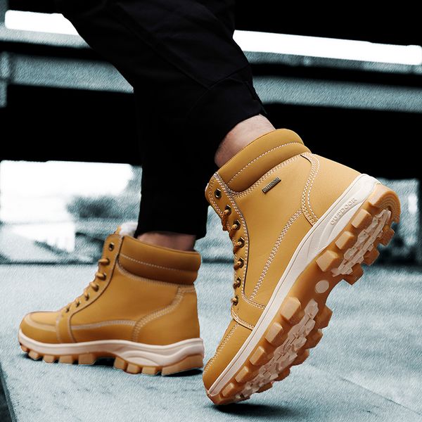 2019 outdoor autumn and winter new waterproof non-slip wear-resistant leather light plus velvet thickening hiking men's boots, Black
2019 outdoor autumn and winter new waterproof non-slip wear-resistant leather light plus velvet thickening hiking men's boots, Black