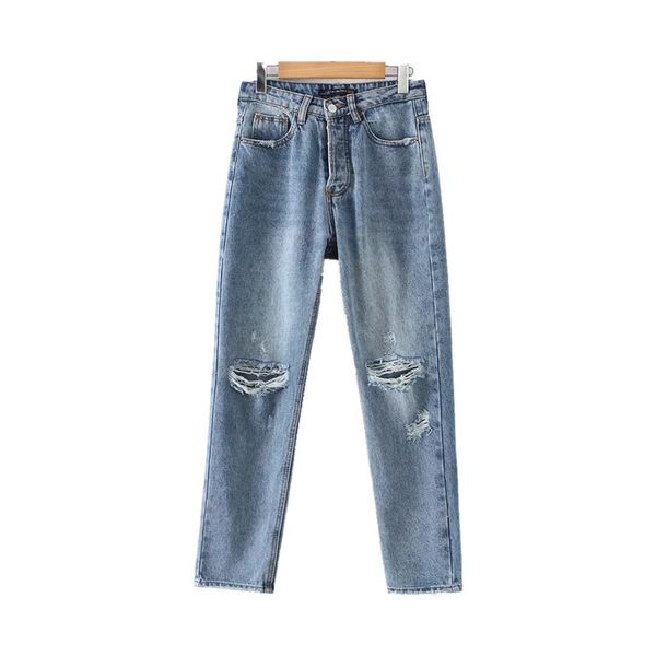 ozhouzhan fashion high-waisted washing with holes jeans women's 2018 autumn new style versatile slimming five-button straight-le, Blue
ozhouzhan fashion high-waisted washing with holes jeans women's 2018 autumn new style versatile slimming five-button straight-le, Blue
