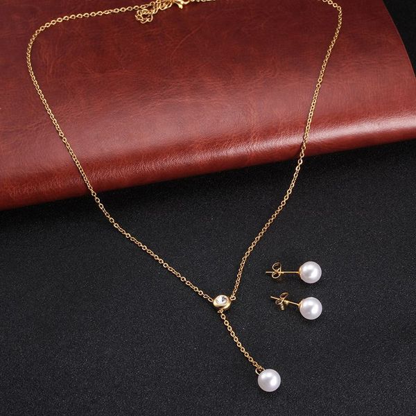 long pearl cz necklace earring jewelry set stainless steel heartbeat pendant necklace jewelry for women bijoux femme, Silver
long pearl cz necklace earring jewelry set stainless steel heartbeat pendant necklace jewelry for women bijoux femme, Silver