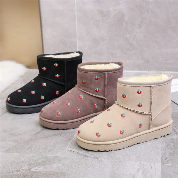 new strawberry female snow boots non-slip student plus velvet warm cotton shoes flat women's boots cute snow winter u11-36, Black
new strawberry female snow boots non-slip student plus velvet warm cotton shoes flat women's boots cute snow winter u11-36, Black