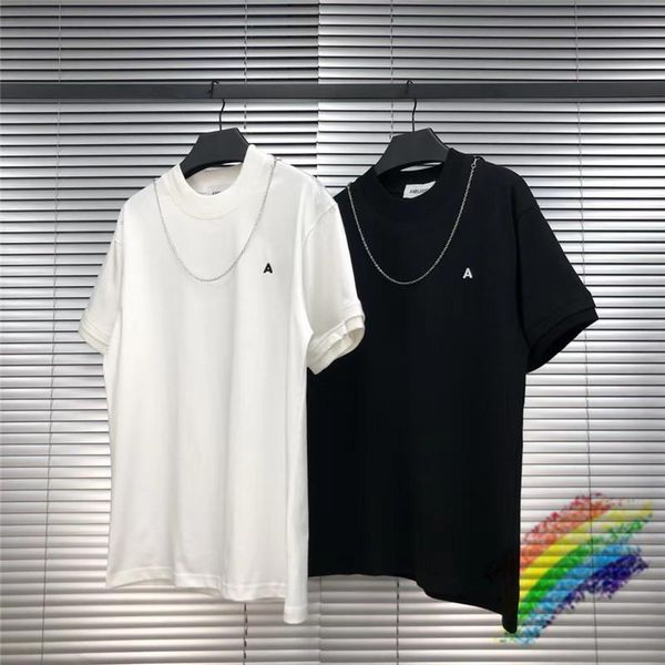 t-shirt tshirt metal chain decoration t shirt men women 1 summer style tees, White;black
