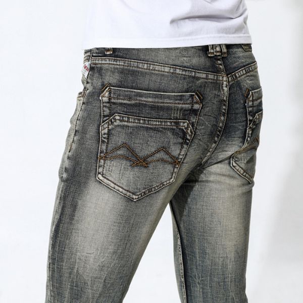 jeans korean-style skinny teenager straight slim men's casual pants [qq group: 584117172, Blue