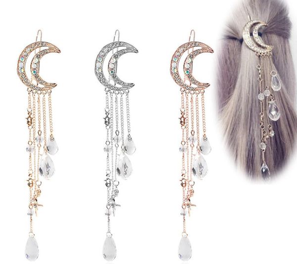 3pcs fashion women lady moon rhinestone crystal tassel long chain beads dangle hairpin hair clip hair jewelry, Golden;silver
3pcs fashion women lady moon rhinestone crystal tassel long chain beads dangle hairpin hair clip hair jewelry, Golden;silver