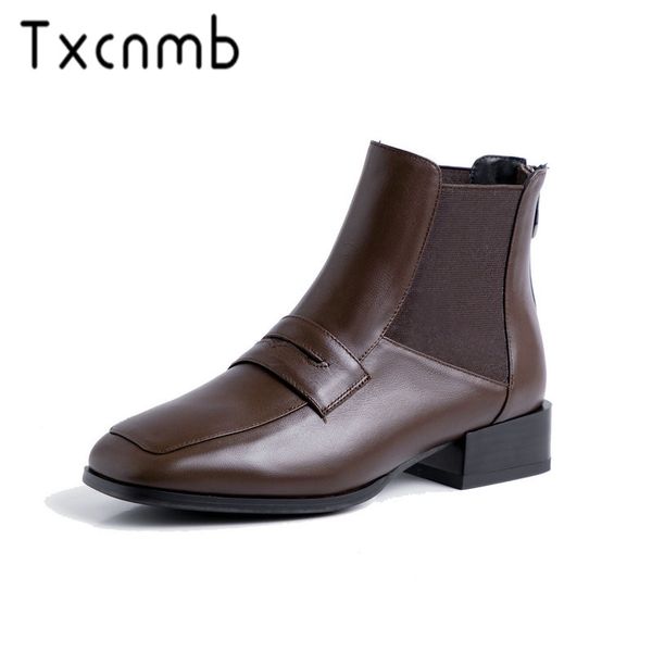txcnmb brand genuine leather boots women ankle boots handmade thick heels comfortable shoes woman autumn, Black
txcnmb brand genuine leather boots women ankle boots handmade thick heels comfortable shoes woman autumn, Black