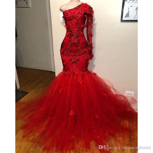 one shoulder red mermaid prom dresses lace beads 3d floral appliqued floor length evening gowns custom made black girls party dress
one shoulder red mermaid prom dresses lace beads 3d floral appliqued floor length evening gowns custom made black girls party dress