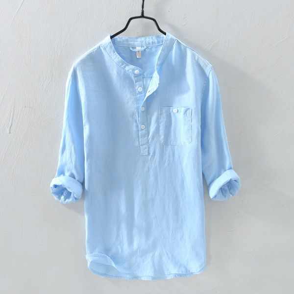 100%pure linen pullover shirt man casual three quarter sleeve fashion solid blue breathable men's clothing y2933, White;black
100%pure linen pullover shirt man casual three quarter sleeve fashion solid blue breathable men's clothing y2933, White;black