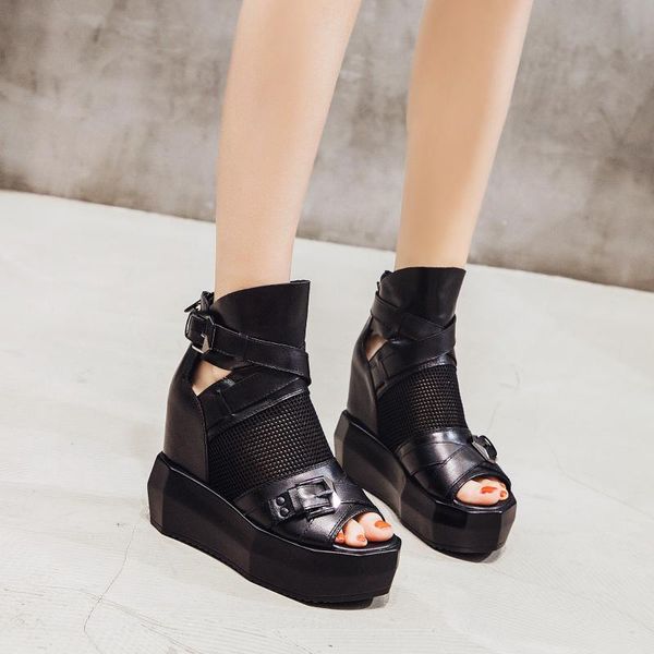 women's shoes sandals women's summer increased casual leather thick bottom breathable high heel fish mouth shoes bg-94, Black
women's shoes sandals women's summer increased casual leather thick bottom breathable high heel fish mouth shoes bg-94, Black