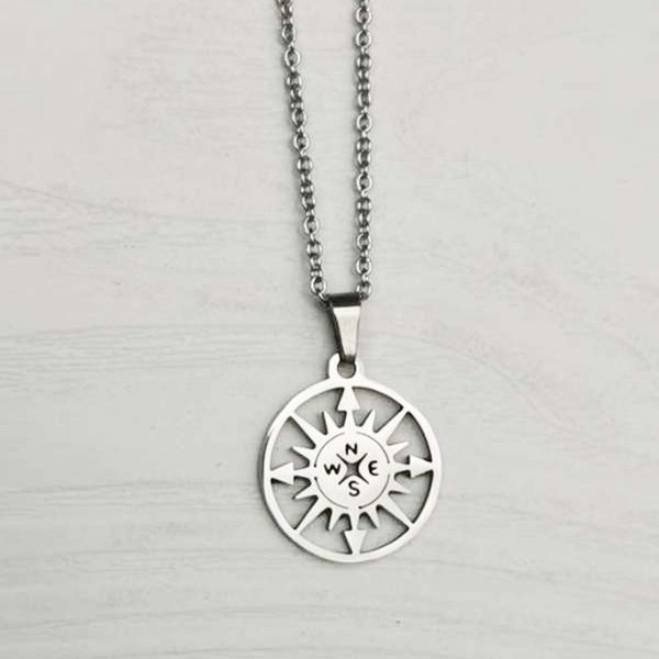 1pc round compass stainless steel pendant necklace dainty charms necklaces for women girls daily wear jewelry, Silver
1pc round compass stainless steel pendant necklace dainty charms necklaces for women girls daily wear jewelry, Silver