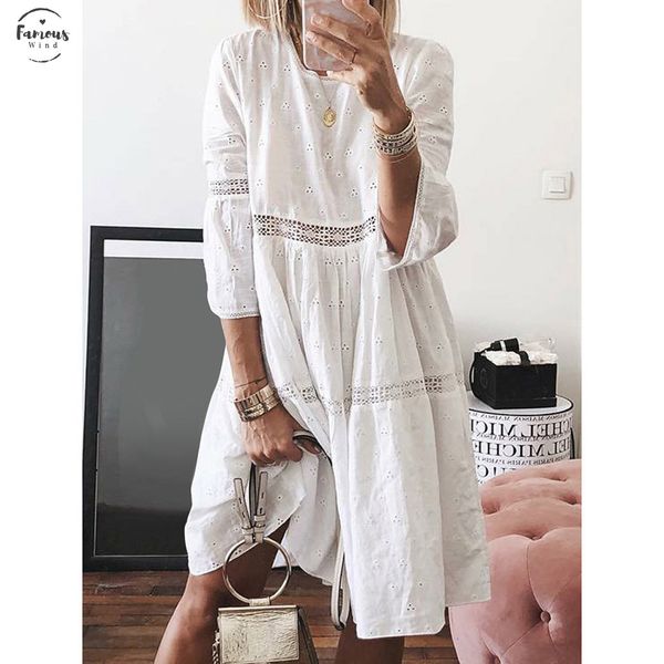 women boho solid crew neck dresses hollow out splice 3 4 sleeve mid long dresses summer beach dress plus size dress, Black;gray
women boho solid crew neck dresses hollow out splice 3 4 sleeve mid long dresses summer beach dress plus size dress, Black;gray