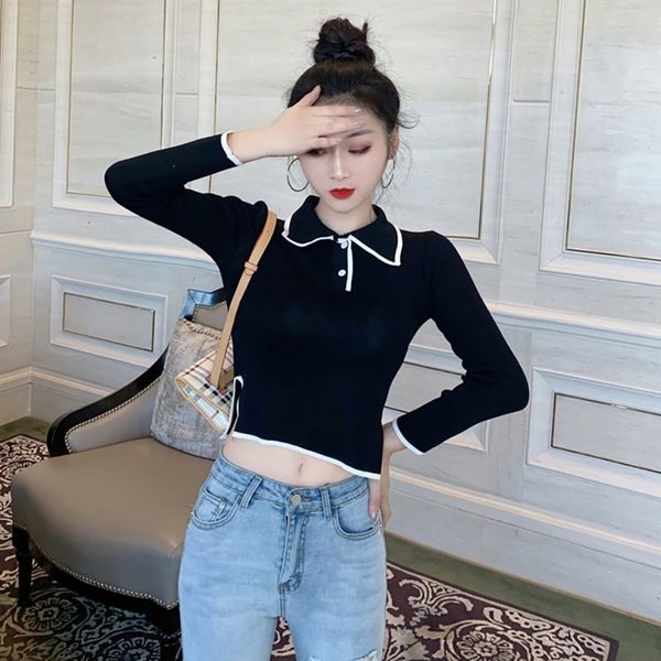 4colors korean style women autumn collar knit sweater solid color long-sleeved casual wild slim bottoming, White;black
4colors korean style women autumn collar knit sweater solid color long-sleeved casual wild slim bottoming, White;black