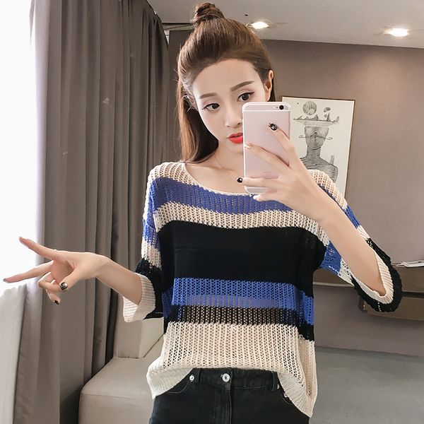 casual women 2019 new autumn half sleeve loose sweater women knitwear hollow out short pullover sweater female an175, White;black
casual women 2019 new autumn half sleeve loose sweater women knitwear hollow out short pullover sweater female an175, White;black