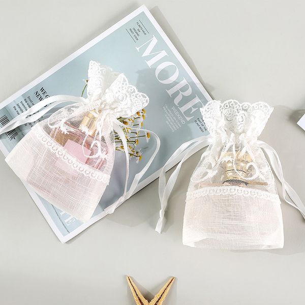 5pcs 10x14cm white rose lace bag drawstring bag slub yarn jewelry pouch gift for wedding party favors packing bags
5pcs 10x14cm white rose lace bag drawstring bag slub yarn jewelry pouch gift for wedding party favors packing bags