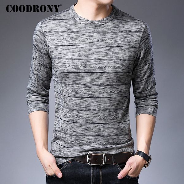 

coodrony brand sweater men knitwear pull homme fashion striped pullover men autumn winter soft warm cotton woolen sweaters 91041, White;black