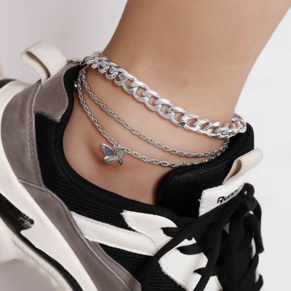 3 pcs/set twist chains butterfly pendant anklets for women gold silver color punk thick ankle chain fashion foot jewelry new, Red;blue
3 pcs/set twist chains butterfly pendant anklets for women gold silver color punk thick ankle chain fashion foot jewelry new, Red;blue