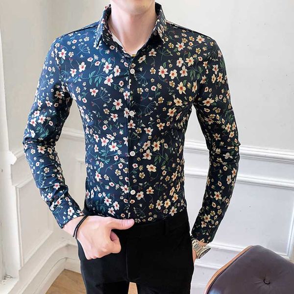 fashion autumn blouse men's casual printed floral long sleeve button shirt cloth casual collar male slim fit top, White;black
fashion autumn blouse men's casual printed floral long sleeve button shirt cloth casual collar male slim fit top, White;black