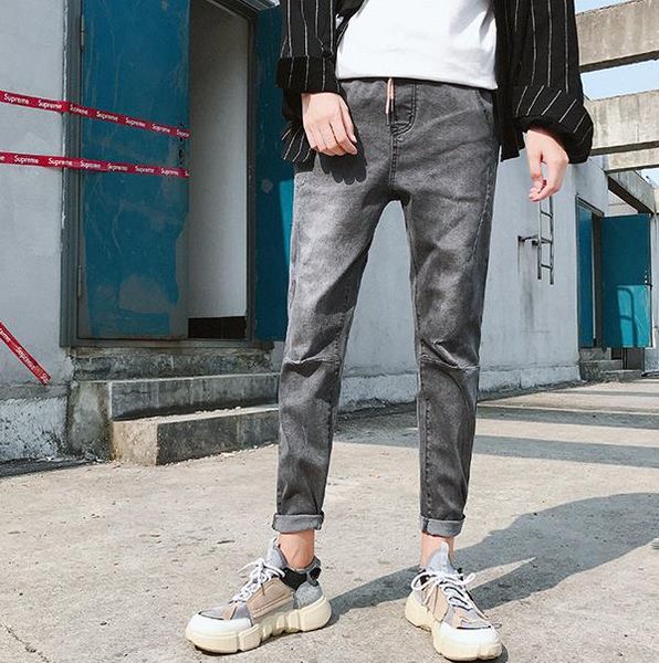 autumn new jeans men's large size solid color slim feet japanese harem pants winter men's loose youth korean tide jean, Blue 
autumn new jeans men's large size solid color slim feet japanese harem pants winter men's loose youth korean tide jean, Blue