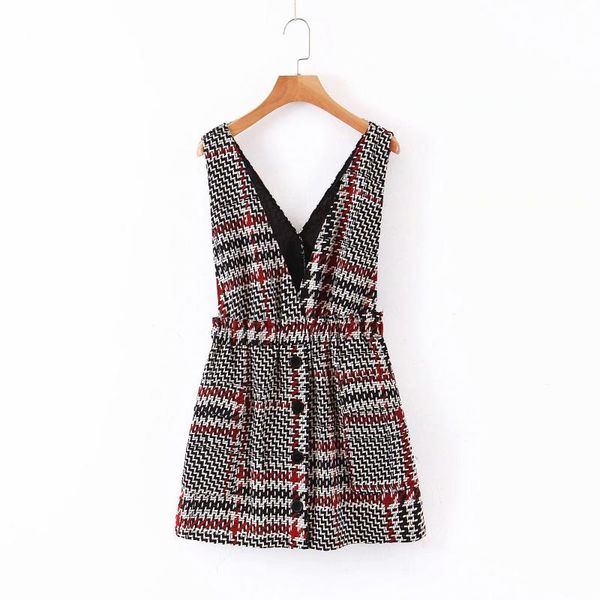 women elegant tweed suspender skirt pockets button decorate overalls elastic waist retro casual chic mini skirts, Black
women elegant tweed suspender skirt pockets button decorate overalls elastic waist retro casual chic mini skirts, Black