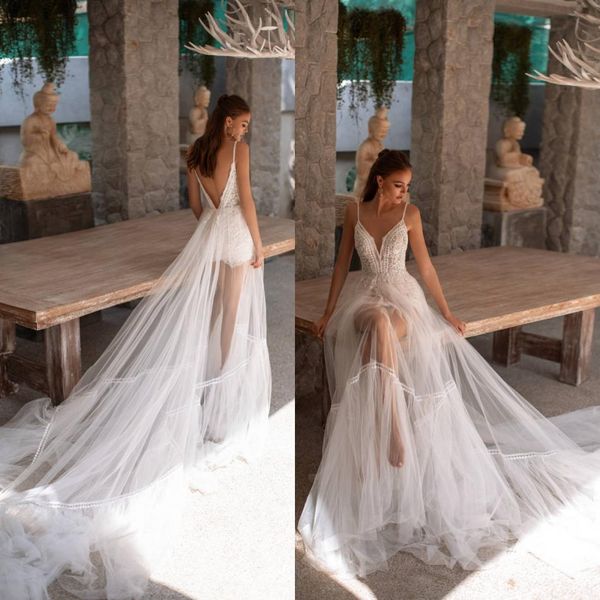 2019 milla nova bohemia wedding dresses lace appliqued spaghetti a line backless bridal gowns sweep train illusion boho wedding dress, White
2019 milla nova bohemia wedding dresses lace appliqued spaghetti a line backless bridal gowns sweep train illusion boho wedding dress, White