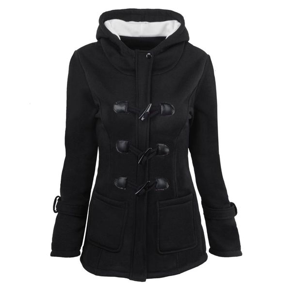 2019 autumn winter coat women solid casual outwear horn button hooded full sleeved long woolen blend jackets plus size 5xl 6xl, Black
2019 autumn winter coat women solid casual outwear horn button hooded full sleeved long woolen blend jackets plus size 5xl 6xl, Black