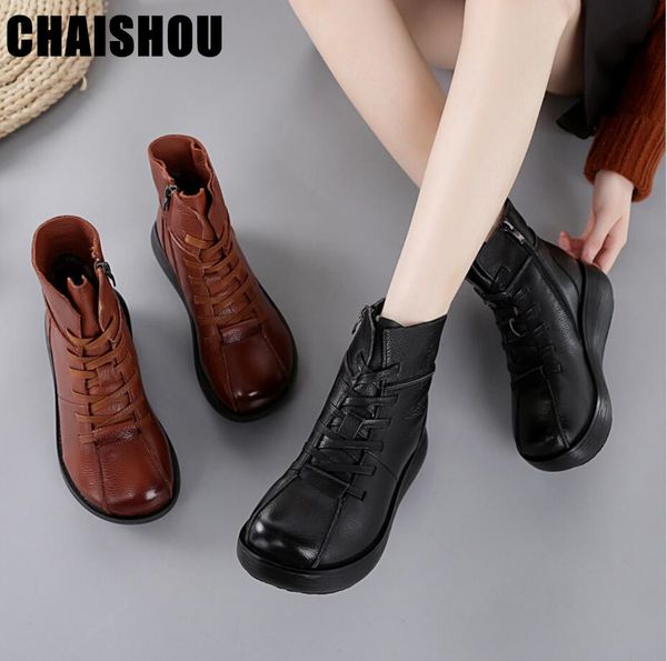 2019 winter genuine leather ankle boots vintage crisp bottom comfortable casual moccasins side zip bota feminina d-220, Black
2019 winter genuine leather ankle boots vintage crisp bottom comfortable casual moccasins side zip bota feminina d-220, Black