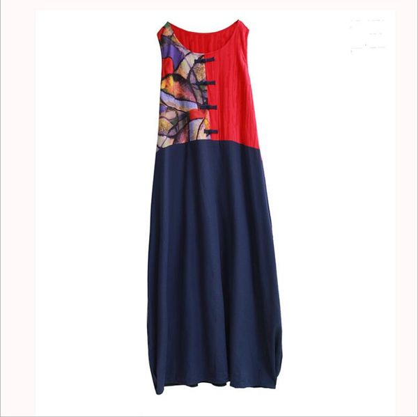 spring summer chinese style sleeveleass robe artistic temperament long dress traditional leisure cotton linen vest dress, Red
spring summer chinese style sleeveleass robe artistic temperament long dress traditional leisure cotton linen vest dress, Red