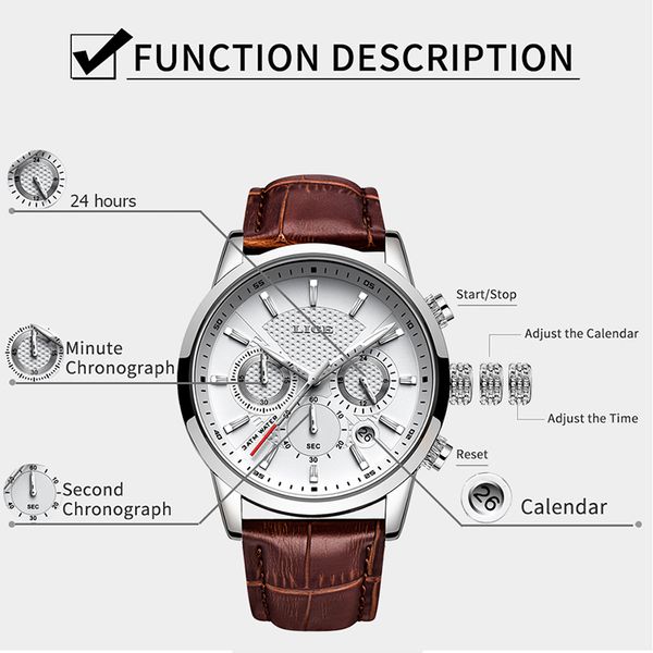 lige 2020 new watch men fashion sport quartz clock mens watches brand luxury leather military waterproof watch relogio masculino, Slivery;brown
lige 2020 new watch men fashion sport quartz clock mens watches brand luxury leather military waterproof watch relogio masculino, Slivery;brown