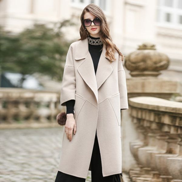women's wool & blends loose and winter women autumn two-sided coat 2021 drop-shoulder v-neck tweed female fashion pockets overcoat zx33, Black
women's wool & blends loose and winter women autumn two-sided coat 2021 drop-shoulder v-neck tweed female fashion pockets overcoat zx33, Black