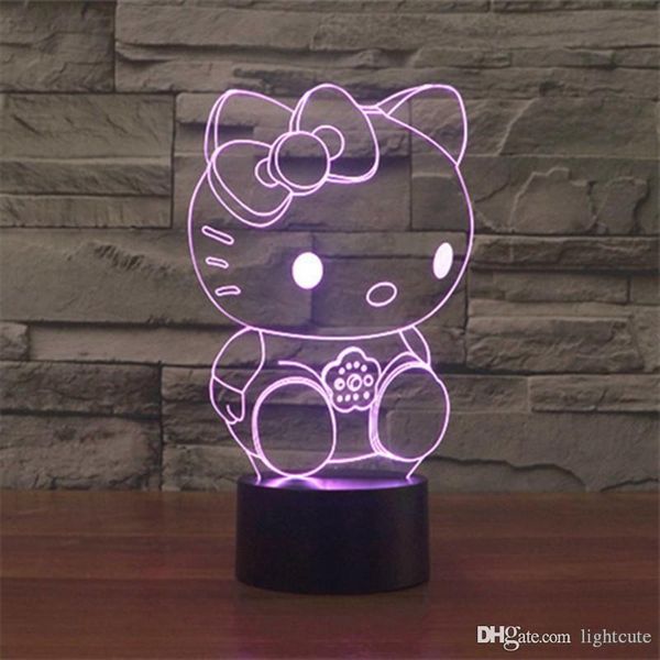 

Хорошо выглядящий Hello Kitty 3D USB сенсорный выключатель лампы Night Light LED Light Атмосфера К