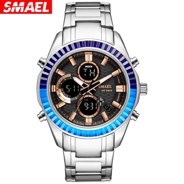smael new men's watches outdoor waterproof sports steel belt alarm clock multi-function dual display led electronic wristwatch, Slivery;brown
smael new men's watches outdoor waterproof sports steel belt alarm clock multi-function dual display led electronic wristwatch, Slivery;brown