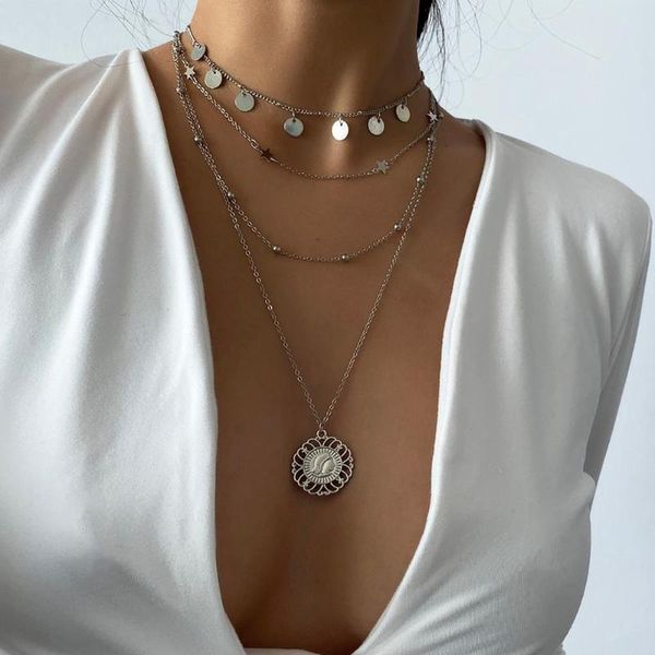 shixin 3pcs layered coin pendant necklace for women beads chain pentagram stars necklace 2020 fashion long jewelry gift, Silver
shixin 3pcs layered coin pendant necklace for women beads chain pentagram stars necklace 2020 fashion long jewelry gift, Silver