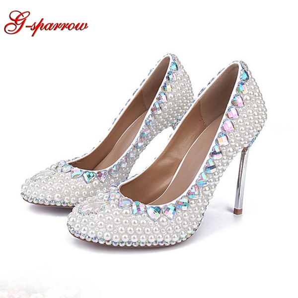 white imitation pearl rhinestone high heels women round toe pumps white beads bridal wedding shoes silver steel heel, Black
white imitation pearl rhinestone high heels women round toe pumps white beads bridal wedding shoes silver steel heel, Black