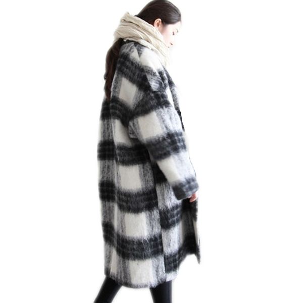 women's wool & blends wear snow winter plaid woolen coat thick warm female fashion loose long casual cotton large size sun108, Black
women's wool & blends wear snow winter plaid woolen coat thick warm female fashion loose long casual cotton large size sun108, Black