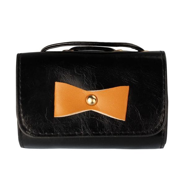 fggs mini women lovely bow pu leather crossbody bag black