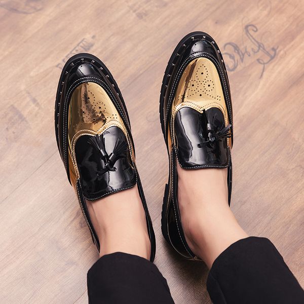 brand spring and autumn new men's shoes classic simple breathable comfort business stitching tassel brogues, Black
brand spring and autumn new men's shoes classic simple breathable comfort business stitching tassel brogues, Black