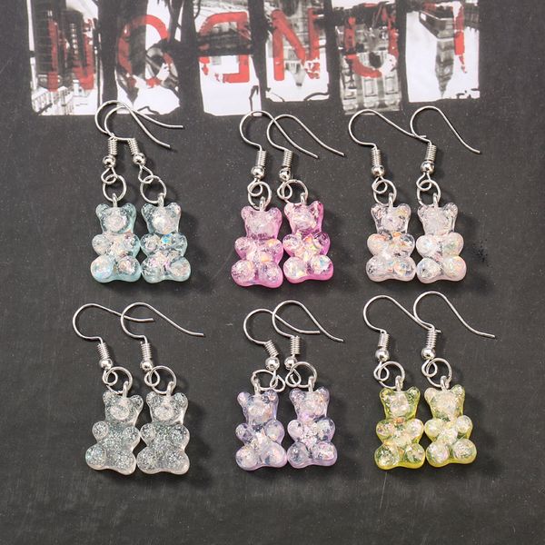 1pair fashion women drop earrings glitter gummy bear dangle earrings flatback resin charms girls jewelry, Silver
1pair fashion women drop earrings glitter gummy bear dangle earrings flatback resin charms girls jewelry, Silver