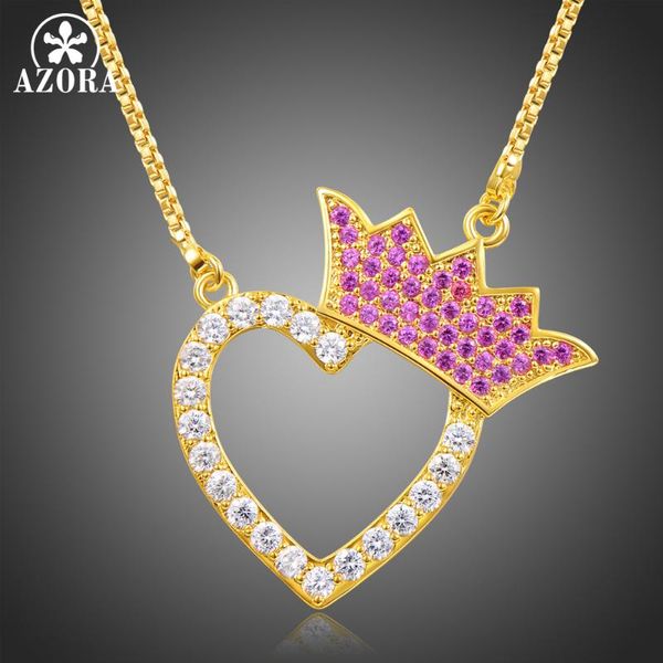 azora new design fashion gold color red cubic zirconia crown heart pendant necklace for valentine's day gift of love tn0254, Silver
azora new design fashion gold color red cubic zirconia crown heart pendant necklace for valentine's day gift of love tn0254, Silver