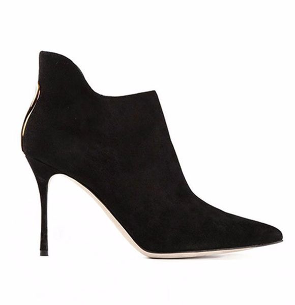 european and american-style women's black thin heeled pointed ankle boots short boots
european and american-style women's black thin heeled pointed ankle boots short boots