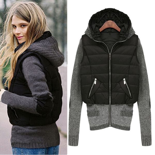 2018 winter jacket women knitted sleeve hood parkas windbreak outerwear coat woman fashion kb831, Tan;black
2018 winter jacket women knitted sleeve hood parkas windbreak outerwear coat woman fashion kb831, Tan;black