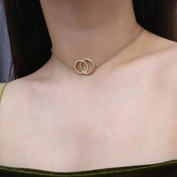 double ring necklace new fashion simple double ring necklace for women personalized geometric temperament, Golden;silver
double ring necklace new fashion simple double ring necklace for women personalized geometric temperament, Golden;silver