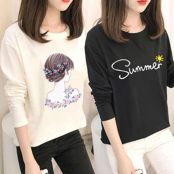spring new korean bottoming shirt women's long sleeve t-shirt thin loose print female student trend, White
spring new korean bottoming shirt women's long sleeve t-shirt thin loose print female student trend, White