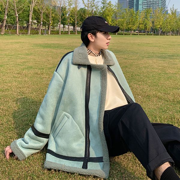 2019 new large size winter simple popular men's loose korean version of the wild lamb fur deer skinny casual coat, Black
2019 new large size winter simple popular men's loose korean version of the wild lamb fur deer skinny casual coat, Black