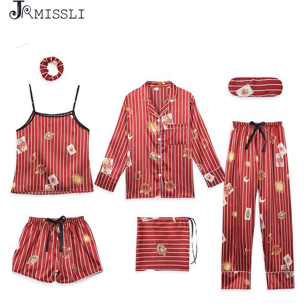 jrmissli strap sleepwear pyjamas women's 7 pieces pajamas sets satin silk lingerie homewear sleepwear pyjamas set pijamas, Blue;gray
jrmissli strap sleepwear pyjamas women's 7 pieces pajamas sets satin silk lingerie homewear sleepwear pyjamas set pijamas, Blue;gray
