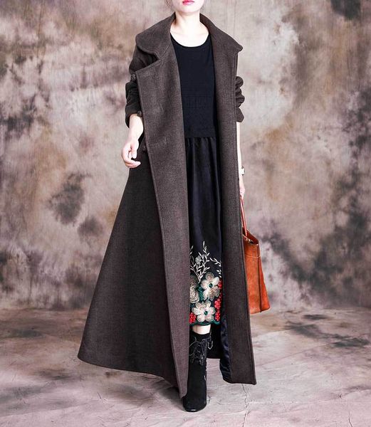 women loose woolen coat ladies solid color wools&blends long overcoat female 2019 trench coat blends long winter thick, Black
women loose woolen coat ladies solid color wools&blends long overcoat female 2019 trench coat blends long winter thick, Black